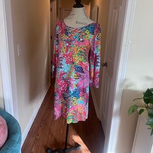 Lilly Pulitzer Colorful Floral 3/4 Sleeve Dress